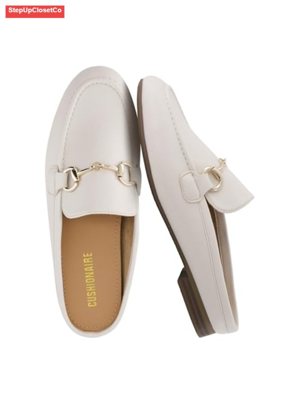 Womens Mules Slip On Loafers Low Heel Metal Chain Detail Business Casual